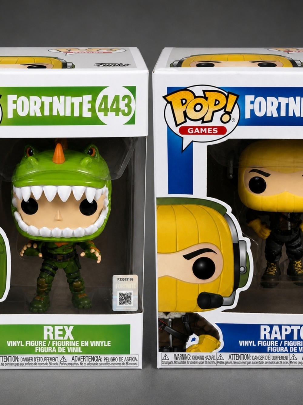 Lot Of 2 Funko Pop! Fortnite Rex Green and Raptor Fortnite  Vinyl Figure